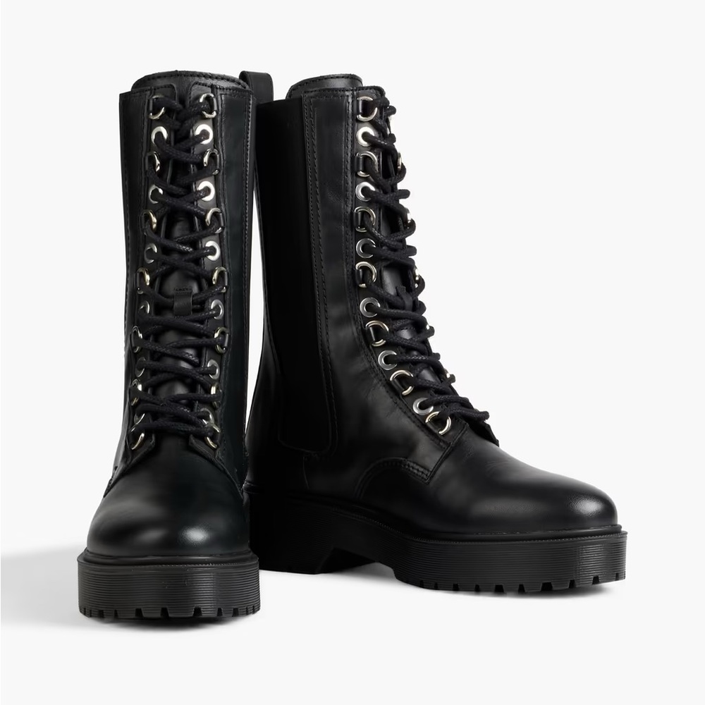 Maje Leather Combat Boots